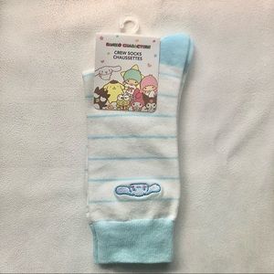 Authentic Hello Kitty Cinnamonroll  Embroidery Soft Pastel Blue & White Socks